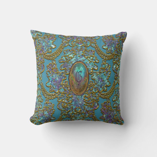 Hillmanshire Monogram Victorian Throw Pillow (Front)