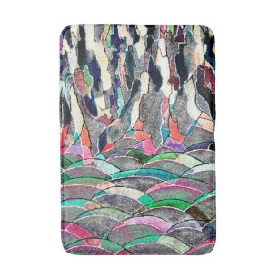 Hills and Mountains Abstract Watercolor Bath Mat