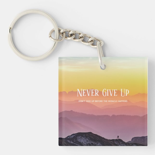 Hills Scenery Rainbow colors Motivation Quote Key Ring (Front)