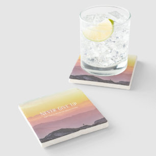 Hills Scenery Rainbow colours Motivation Quote Stone Coaster