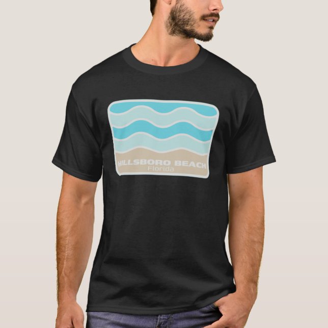 Hillsboro Beach Florida Retro FL Waves Beach Souve T-Shirt (Front)