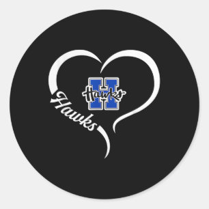 Hillsboro Hawks Logo Half Heart Slogan Hs  Classic Round Sticker