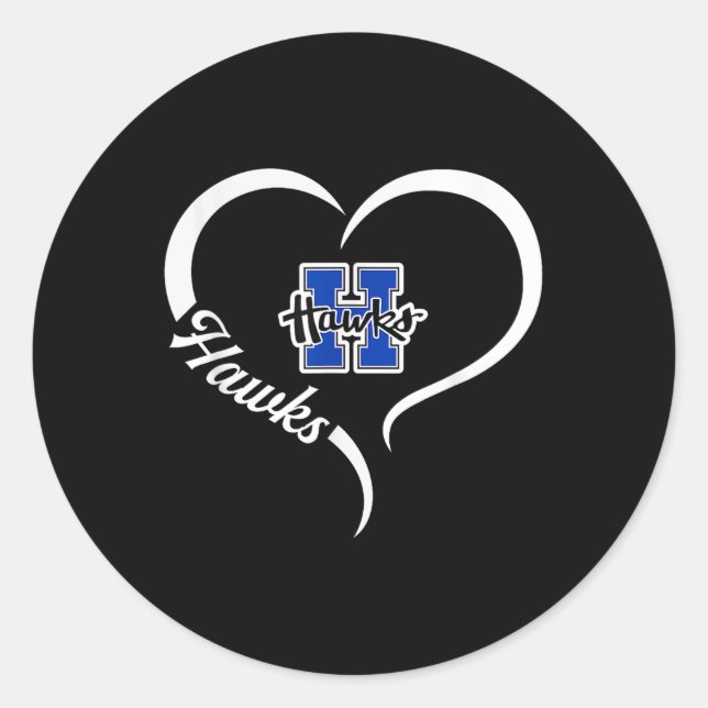 Hillsboro Hawks Logo Half Heart Slogan Hs  Classic Round Sticker (Front)