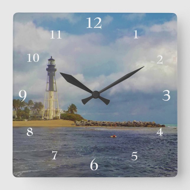 Hillsboro Inlet Light Scenic Square Wall Clock (Front)