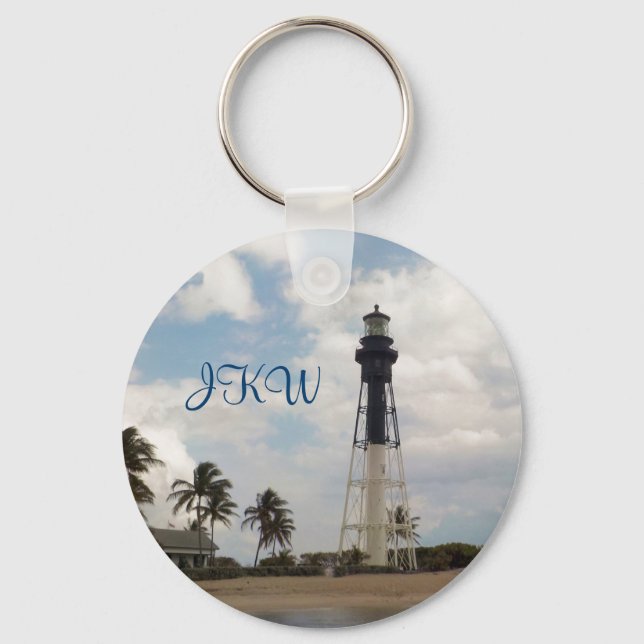 Hillsboro Inlet Light Tower Monogrammed Key Ring (Front)
