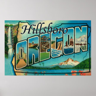 Hillsboro, Oregon - Large Letter Scenes Poster