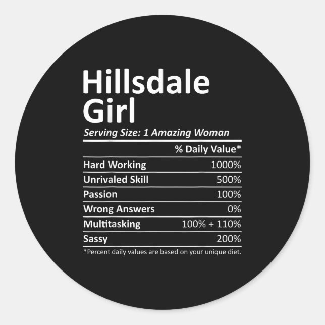 Hillsdale Girl Nj New Jersey Funny City Home Roots Classic Round Sticker (Front)
