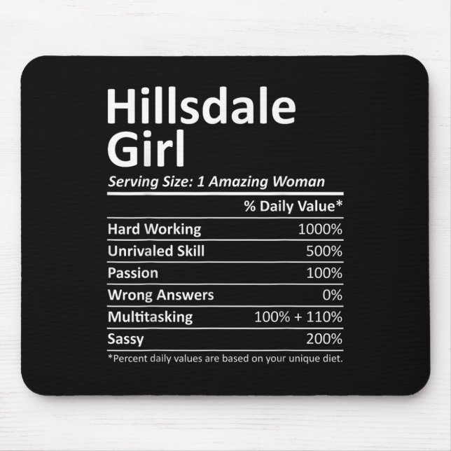 Hillsdale Girl Nj New Jersey Funny City Home Roots Mouse Mat (Front)