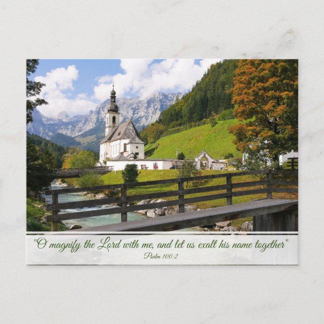 Hillside Church beautiful calm scene Custom Text Postcard (Front)