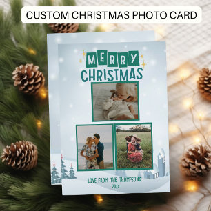 Hillside Family Photo Snowflake Flat Holiday Card