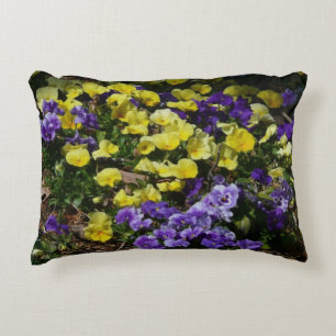 Hillside of Purple and Yellow Pansies Decorative Cushion