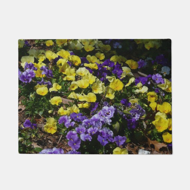 Hillside of Purple and Yellow Pansies Doormat (Front)