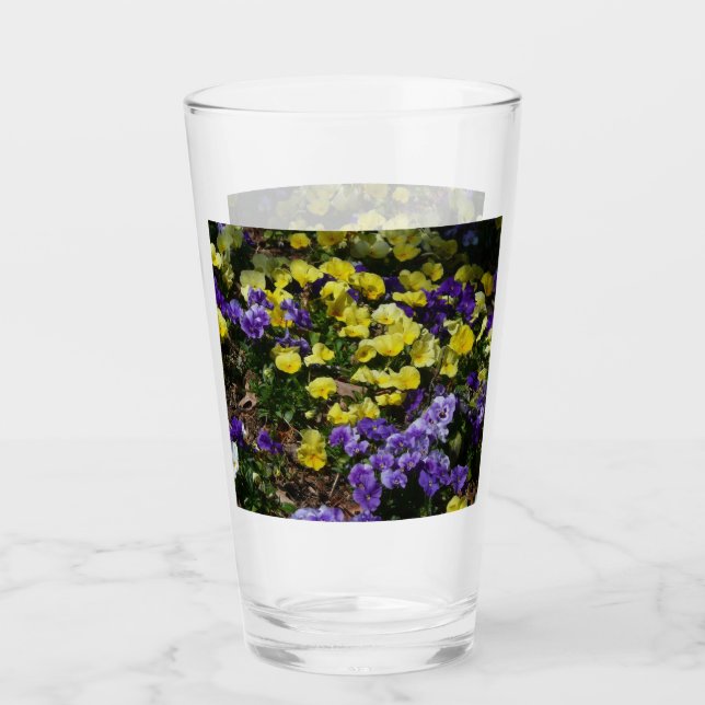Hillside of Purple and Yellow Pansies Glass (Front)