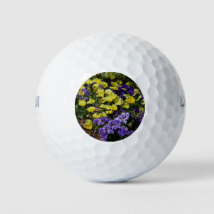 Hillside of Purple and Yellow Pansies Golf Balls