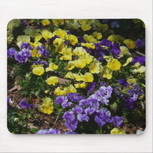 Hillside of Purple and Yellow Pansies Mouse Mat