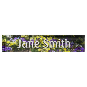 Hillside of Purple and Yellow Pansies Nameplate
