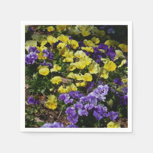 Hillside of Purple and Yellow Pansies Napkin (Front)