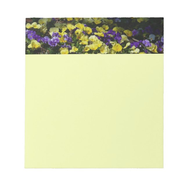 Hillside of Purple and Yellow Pansies Notepad (Front)