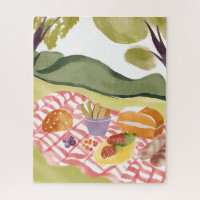 Hillside Picnic | Painted Watercolor Landscape
