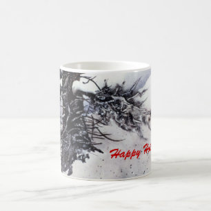 Hillside pine burdened with heavy snow coffee mug