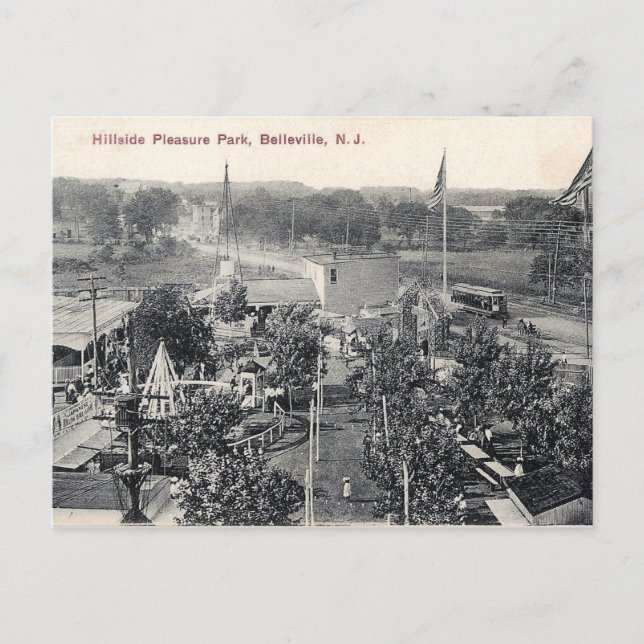 Hillside Pleasure Park, Trolley, Belleville NJ Postcard (Front)