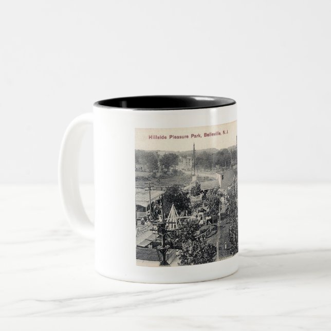 Hillside Pleasure Park, Trolley, Belleville NJ Two-Tone Coffee Mug (Front Left)