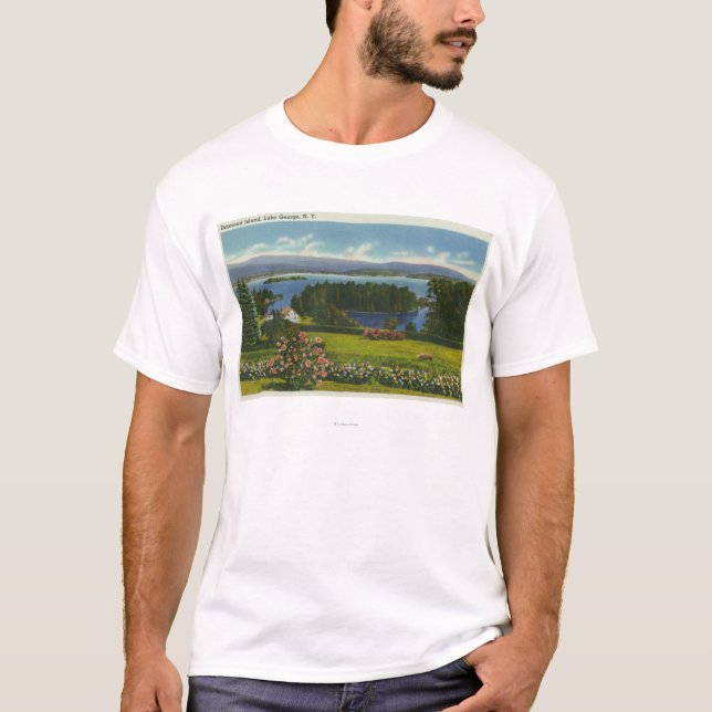 Hillside View of Diamond Island and Lake T-Shirt (Front)