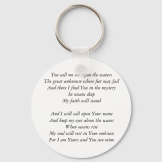 Hillsong United- Oceans lyrics Inspirational Key Key Ring