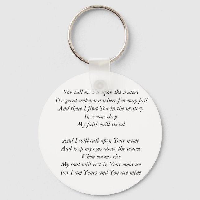 Hillsong United- Oceans lyrics Inspirational Key Ring (Front)