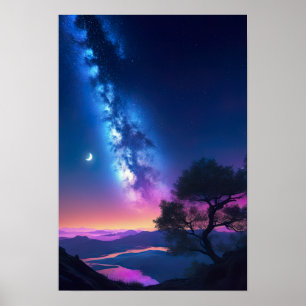 Hilltop Glimpse of the Starry Valley Poster