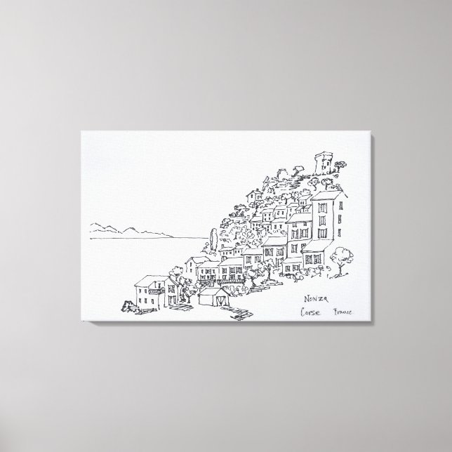 Hilltop Village of Nonza | Corsica, France Canvas Print (Front)
