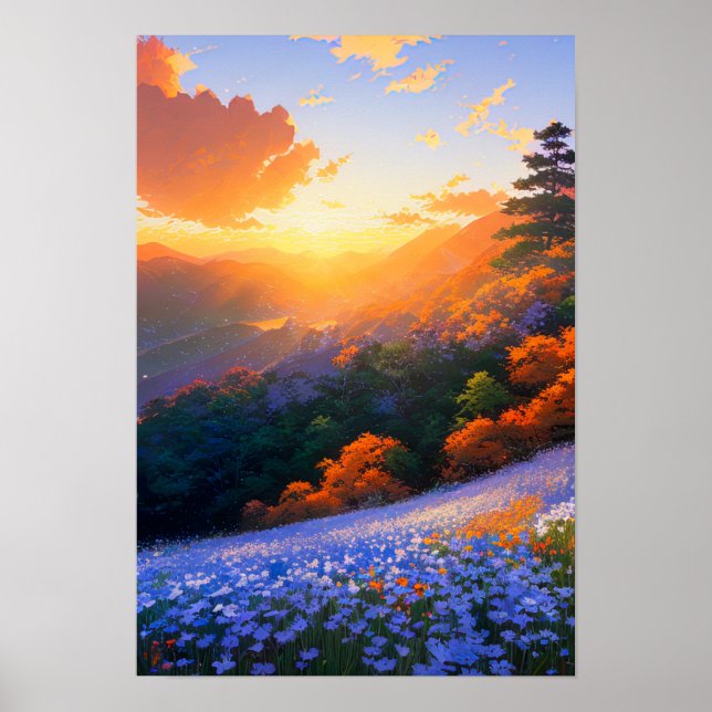 Hilltop Vista of a Forest-Filled Valley Poster (Front)