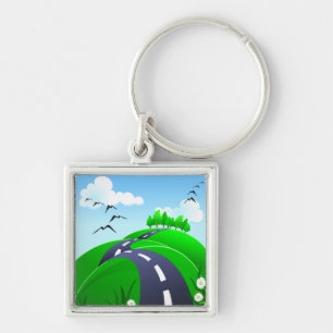Hilly road, keychain
