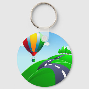 Hilly road with balloon, keychain