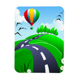 Hilly road with balloon, magnet