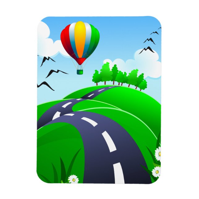 Hilly road with balloon, magnet (Vertical)