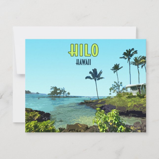 Hilo Big Island Hawaii Beach Vintage Flat Card (Front)
