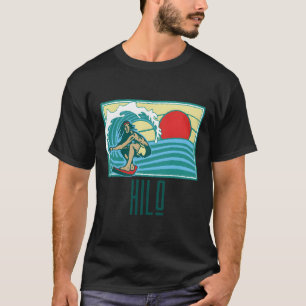 Hilo Hawaii Vintage Surfer Wave Retro Graphic T-Shirt