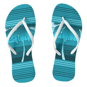 Hilo Hawaiian Palms Striped Flip Flops