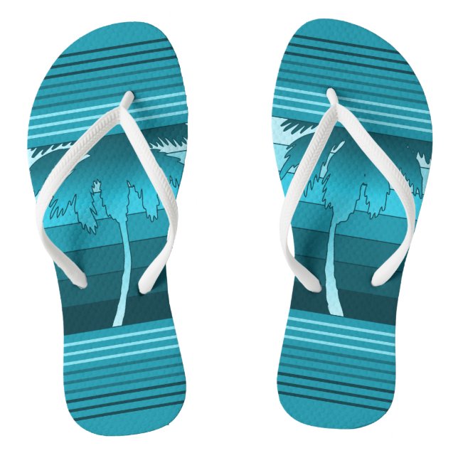 Hilo Hawaiian Palms Striped Flip Flops (Footbed)