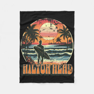 Hilton Head Beach South Carolina Surfing Surf Usa  Fleece Blanket
