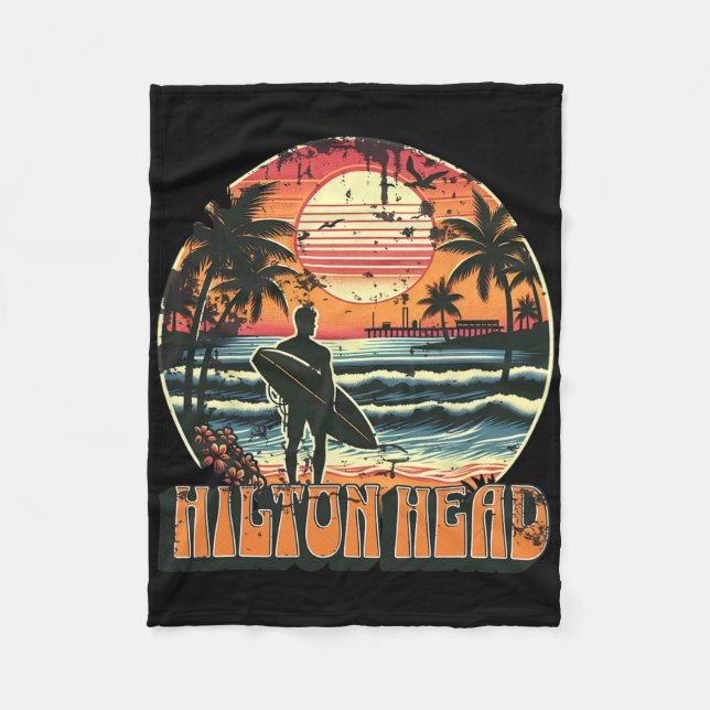 Hilton Head Beach South Carolina Surfing Surf Usa  Fleece Blanket (Front)