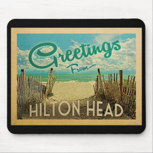 Hilton Head Beach Vintage Travel Mouse Mat