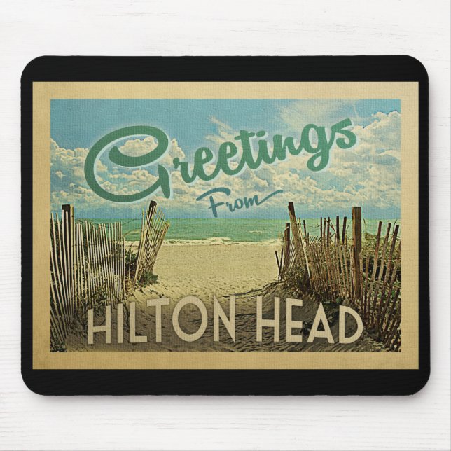 Hilton Head Beach Vintage Travel Mouse Mat (Front)