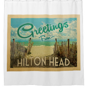 Hilton Head Beach Vintage Travel Shower Curtain