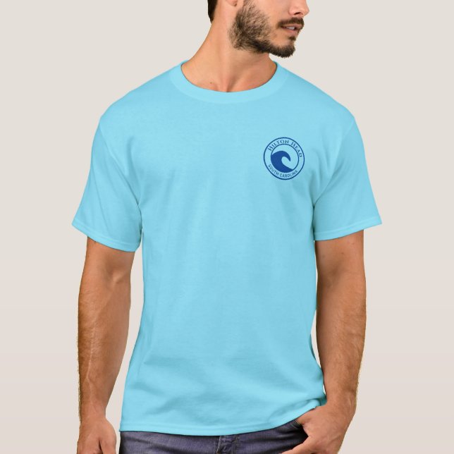Hilton Head Blue Ocean Wave Circle Design T-Shirt (Front)