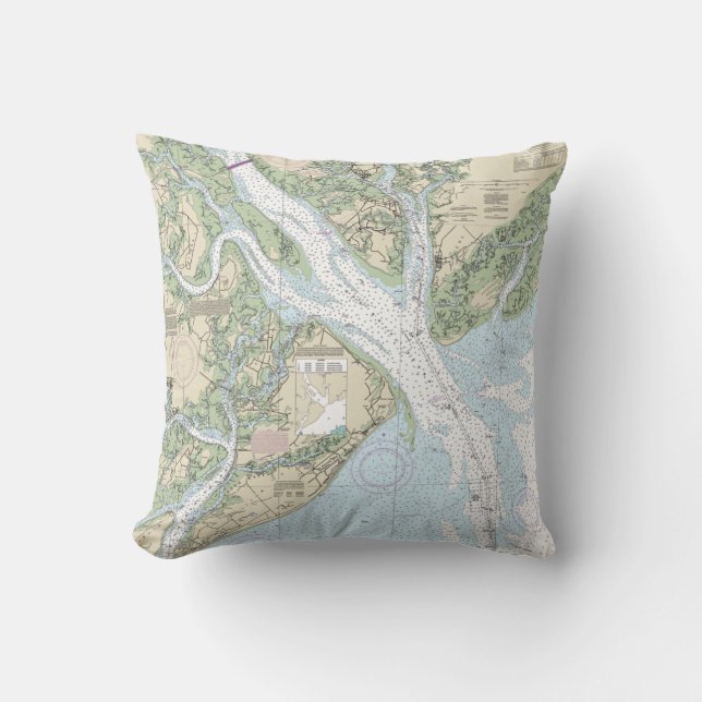 Hilton Head Island/Beaufort Nautical Chart Pillow (Front)