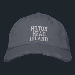 HILTON HEAD ISLAND Blue Vintage Style Distressed Embroidered Hat<br><div class="desc">HILTON HEAD ISLAND White Embroidered on Blue vintage style distressed cotton hat. Makes a wonderful gift for anybody who loves Hilton Head SC! If you would prefer to have your personal text then simply select "Personalise this template" details button to enter your choice of custom text. Embroidery is also customisable...</div>