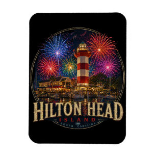 Hilton Head Island Lighthouse Patriotic Fireworks Magnet