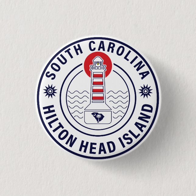Hilton Head Island Lighthouse Retro Sunset 3 Cm Round Badge (Front)